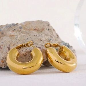 New Gold Thick Chunky Hoop Earrings